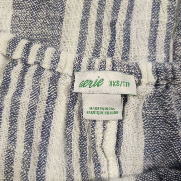 Aerie Womens Dress Rope Halter Backless Midi White Blue Stripe Fringe Sz XXS - Picture 4 of 6